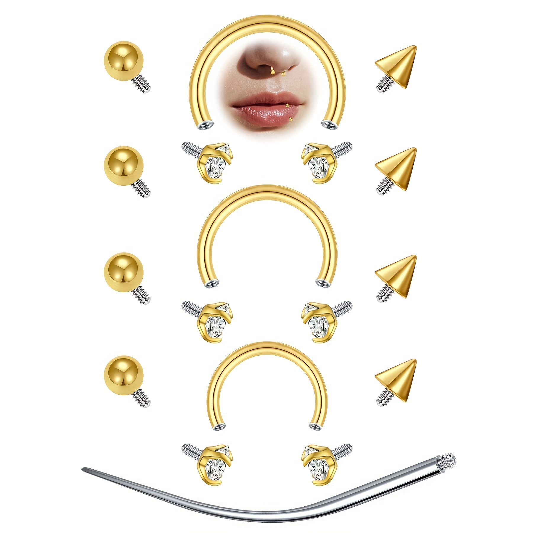 Body Jewelry Replacement Ball - 12 Stück 16G Hufeisen Septum Ringe