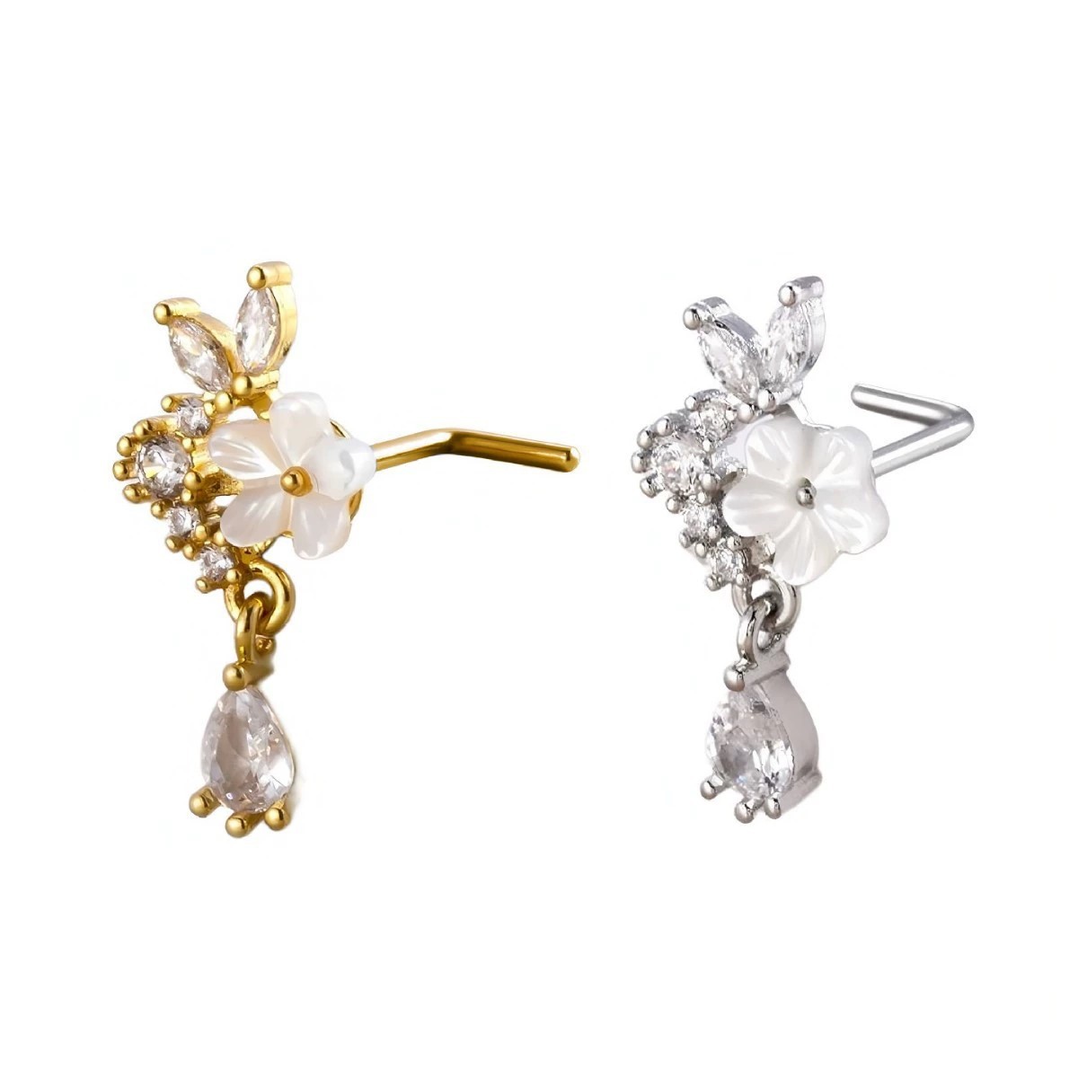 Goldener Blumen-Nasenring mit  – Body Jewelry Surgical Steel Bewertung und Preis