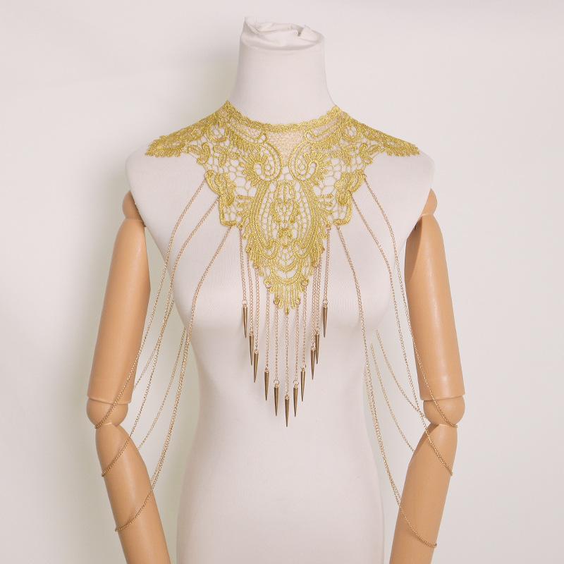 Goldfarbene Spitzenkette mit m – Body Jewelry Necklace Bewertung und Preis
