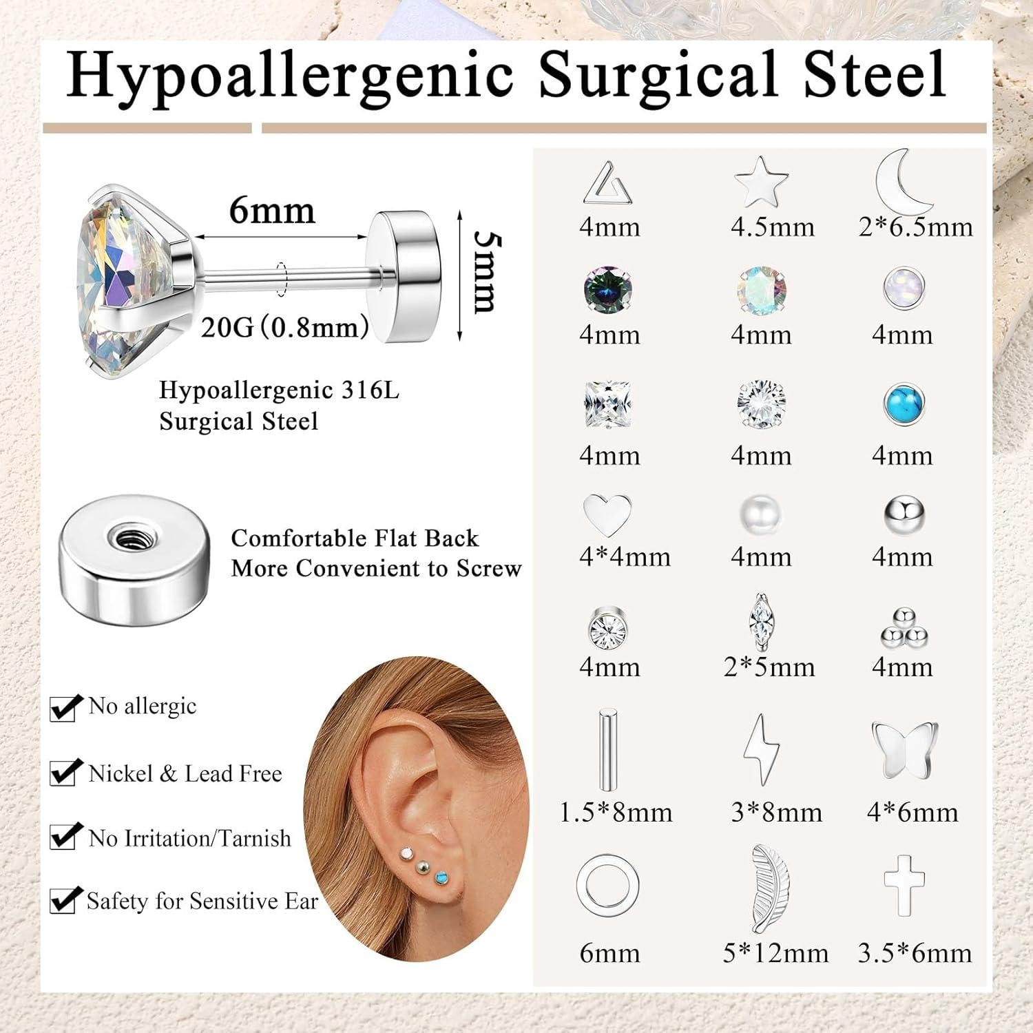 Florideco 1 Paar hypoallergene – Body Jewelry Surgical Steel Bewertung und Preis