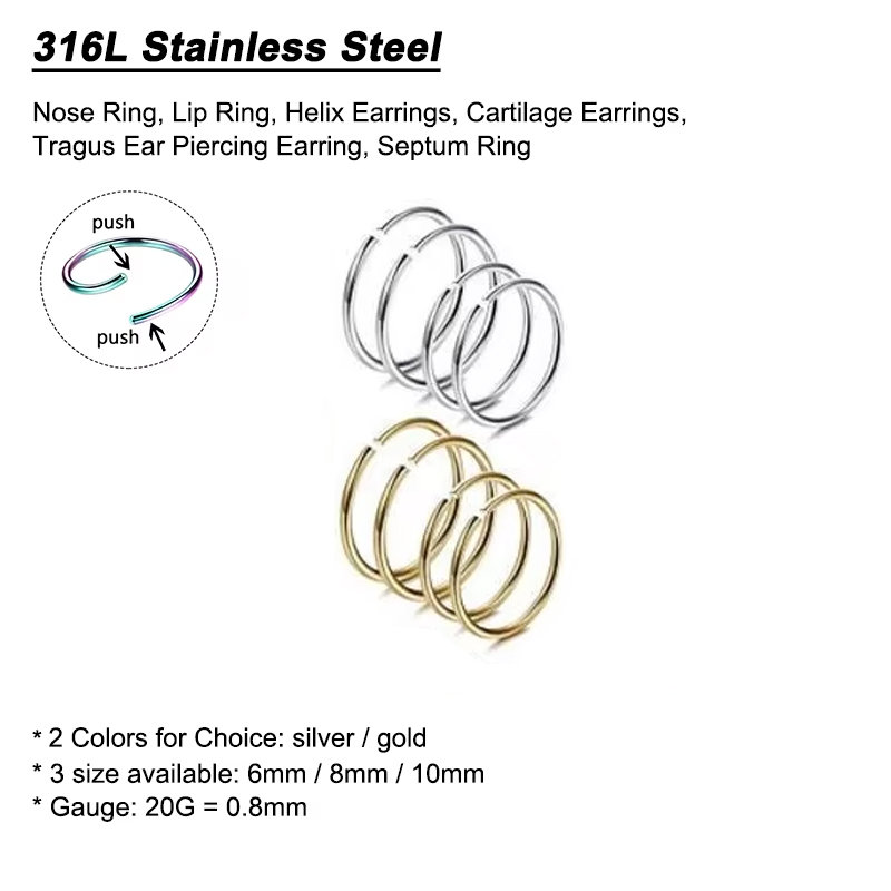 6 Stück/Set Hypoallergene Nase – Body Jewelry Surgical Steel Bewertung und Preis