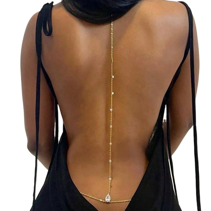 Braut rückenfreie Strass Wasse – Body Jewelry Necklace Bewertung und Preis